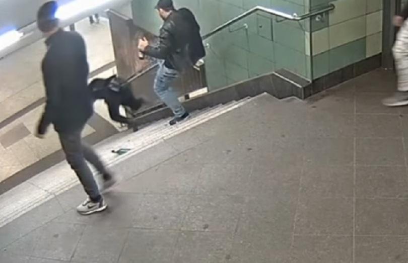 berlin police arrested suspect kicked woman down stairs subway