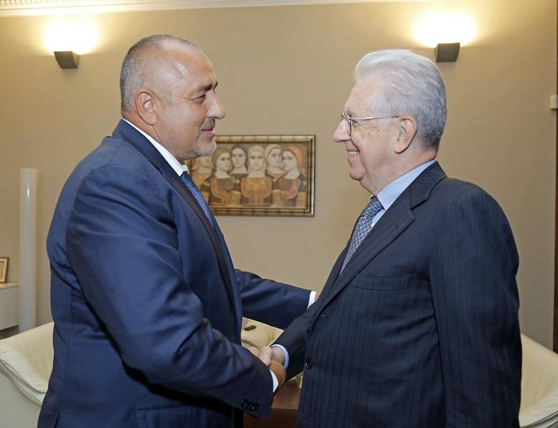 bulgarian borissov met former italian mario monti