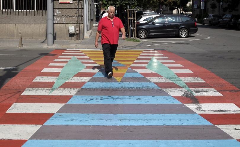 young artists create multicolour pedestrian crossings streets sofia