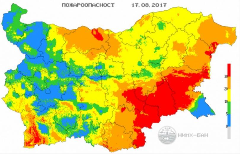Extreme Fire Danger Rating Issued for 9 Districts in Bulgaria for August 17