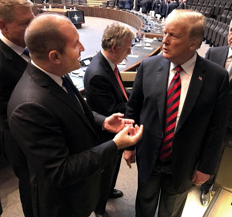 Bulgaria’s President Radev talks with Donald Trump at the NATO summit