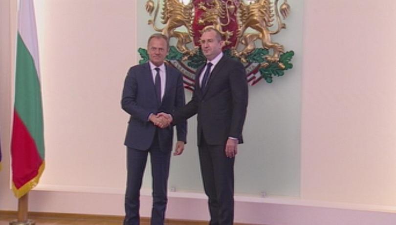 bulgaria’s president roumen radev met european council president donald tusk