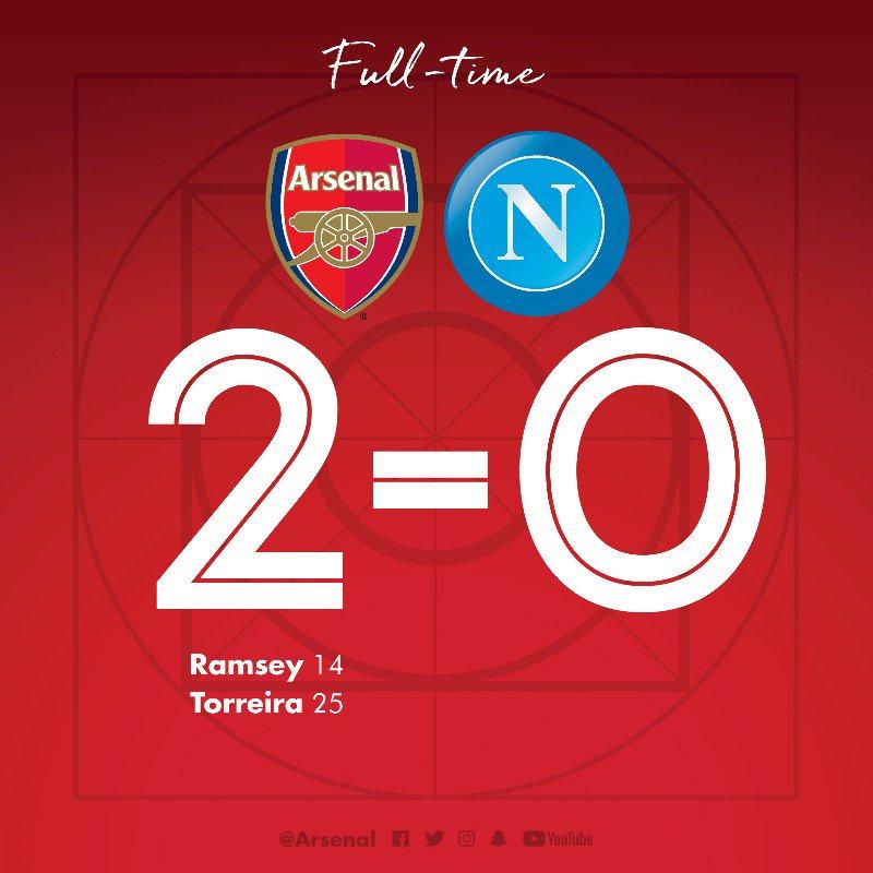 Отборът на Арсенал надигра Наполи с 2:0