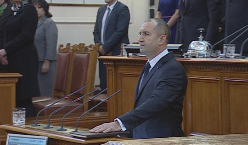 bulgaria’s president elect roumen radev vice president elect iliyana yotova took oath office