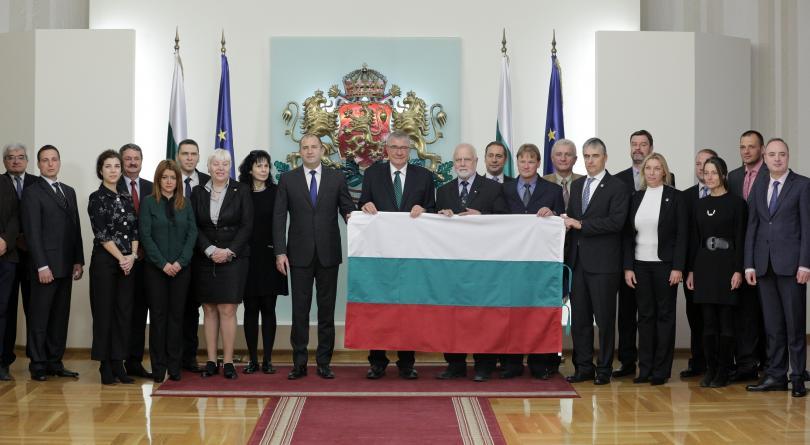 president radev presented national flag bulgarian antarctic expedition